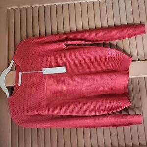 One Grey Day Los Angeles Orange Mesh Long Sleeve Top